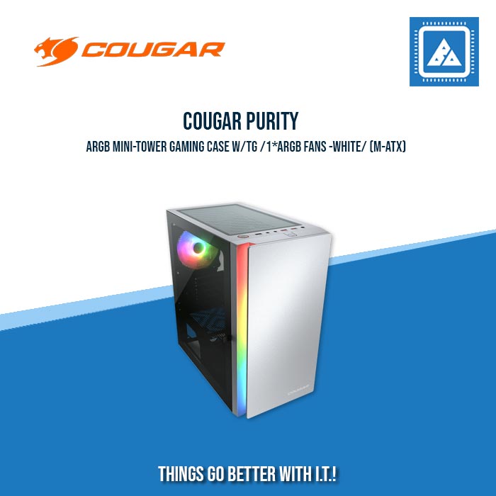 COUGAR PURITY ARGB MINI-TOWER GAMING CASE W/TG /1*ARGB FANS - BLACK/WHITE COUGAR PURITY ARGB MINI-TOWER GAMING CASE W/TG /1*ARGB FANS - BLACK/WHITE